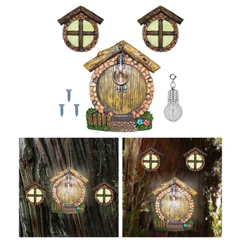 Fe Gnome Hjem Haven Træ Dekorationer Offentlig | Gnome Hus, Vindue og Dør til Træer Art Værftet Skulpturer Fe Decors
